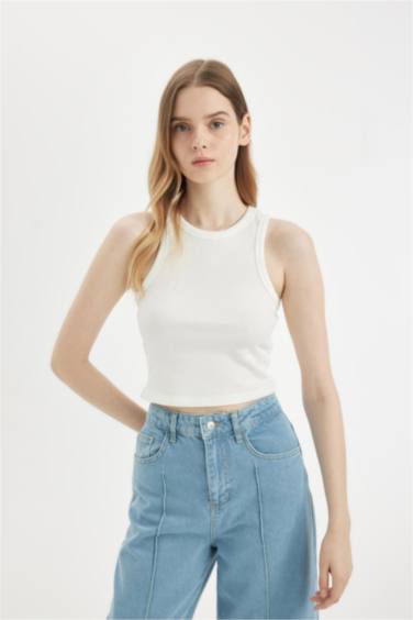 Lot de 2 Débardeurs Crop tops slim à col rond