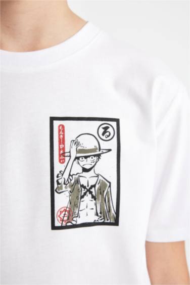 تيشيرت ولادي قصة عادية بطبعة من الخلف من ون بيس