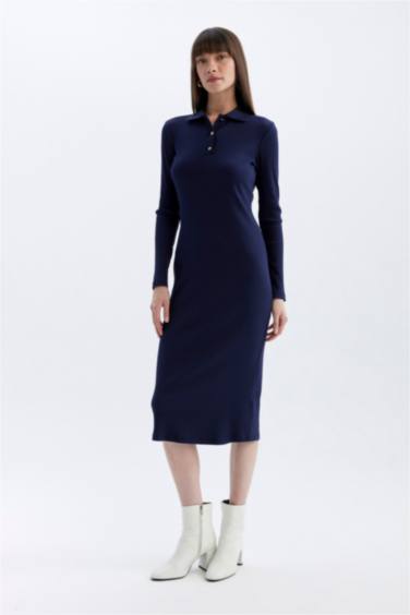 فستان ميدي ردن طويل مضلع بوديكون بياخة بولو