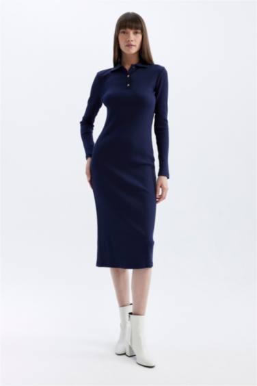 فستان ميدي ردن طويل مضلع بوديكون بياخة بولو