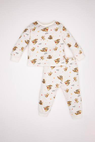 Erkek Bebek Pijama Takım Disney Winnie The Pooh Penye  Uzun Kollu Üst Beli Lastikli Uzun Alt