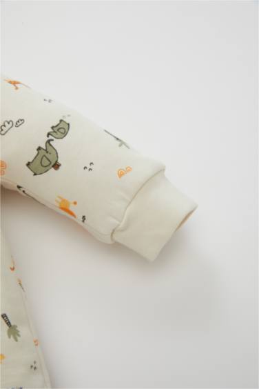 Baby Boy Newborn 1 Tog Fiber Safari Patterned Cotton Sleeping Jumpsuit