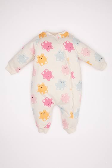 Baby Girl Newborn Patterned Cotton Jumpsuit