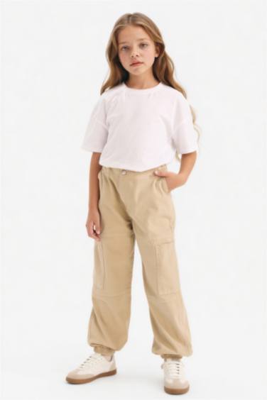 Girl Parachute Cotton Cargo Pants
