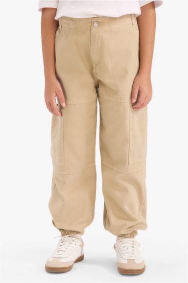 Girl Parachute Cotton Cargo Pants