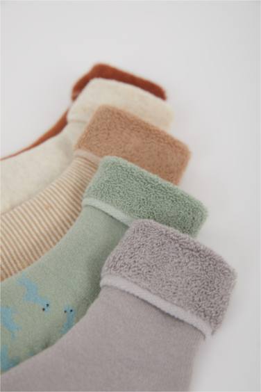 Erkek Bebek Kaydırmaz Taban 5'li Pamuklu Havlu Çorap