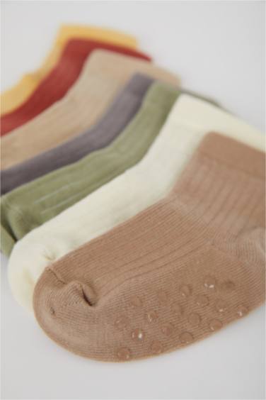 Длинные носки из хлопка с нескользящей подошвой для малышей мальчиков, 7 пар
