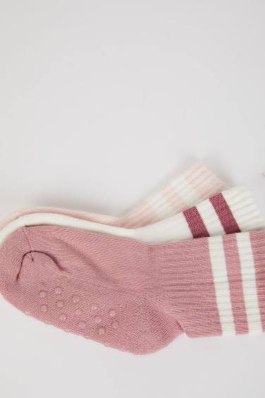 جوارب بناتي طويل قطن - 3 قطع