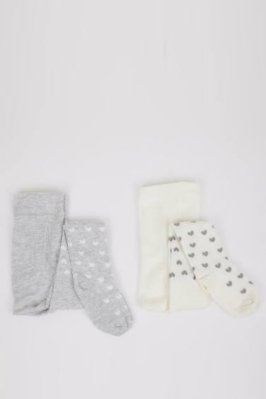 Kız Bebek Dikişsiz 2'li Pamuklu Külotlu Çorap