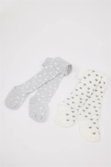 Kız Bebek Dikişsiz 2'li Pamuklu Külotlu Çorap