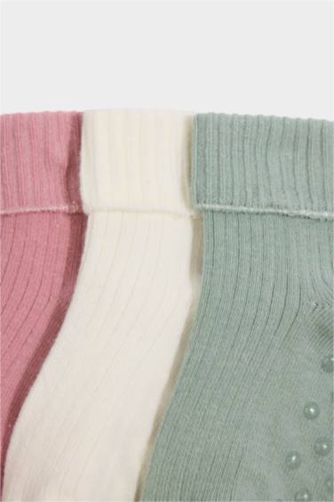 Girl Non-Slip Base 3 Piece Cotton Long Socks
