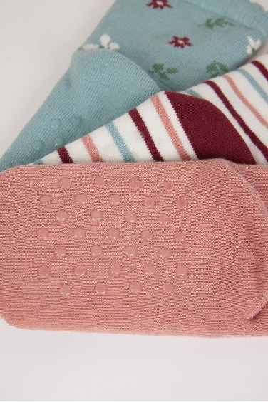 Baby Girl Non-Slip Sole 3 Piece Cotton Long Socks