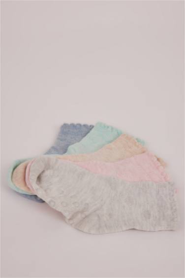 Baby Girl Non-Slip Base 5 Piece Cotton Long Socks