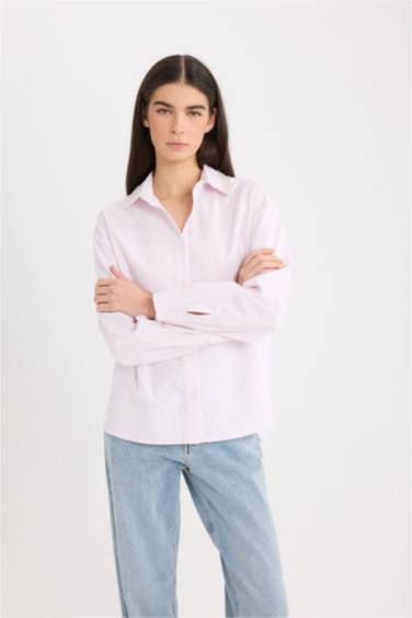 Chemise Oversize en Oxford rayée à manches longues