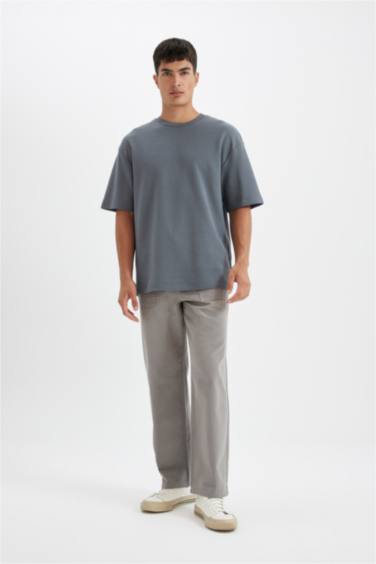 T-shirt en coton à col rond et coupe décontractée