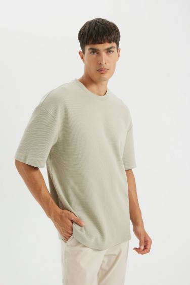 T-shirt en coton à col rond et coupe décontractée