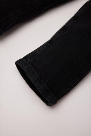 Boy Baby Label Printed Denim Jumpsuit