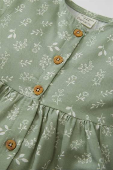 Girl Floral Long Sleeve Twill Dress