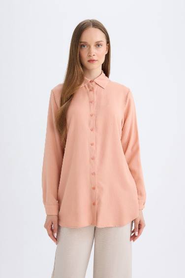 Regular Fit Shirt Collar Linen Tunic