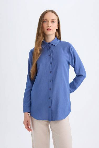 Regular Fit Shirt Collar Linen Tunic