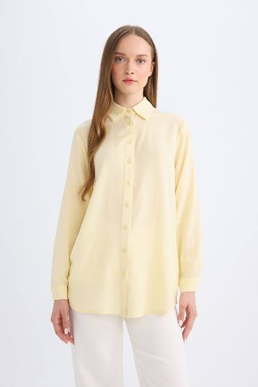 Regular Fit Shirt Collar Linen Tunic