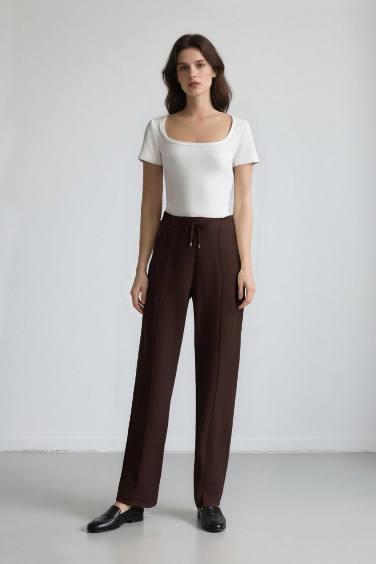 Jogger Pantolon Lastikli Bel Bağcıklı Basic Düz Paça