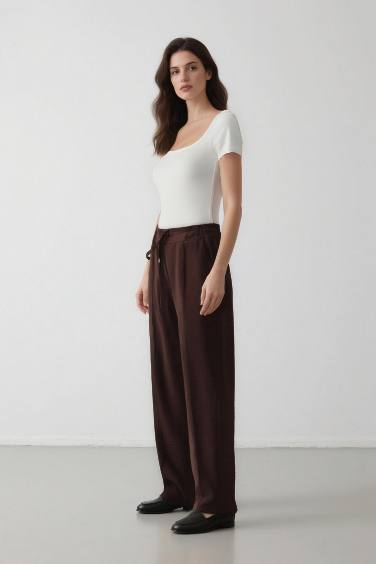 Jogger Pantolon Lastikli Bel Bağcıklı Basic Düz Paça