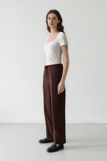 Jogger Pantolon Lastikli Bel Bağcıklı Basic Düz Paça