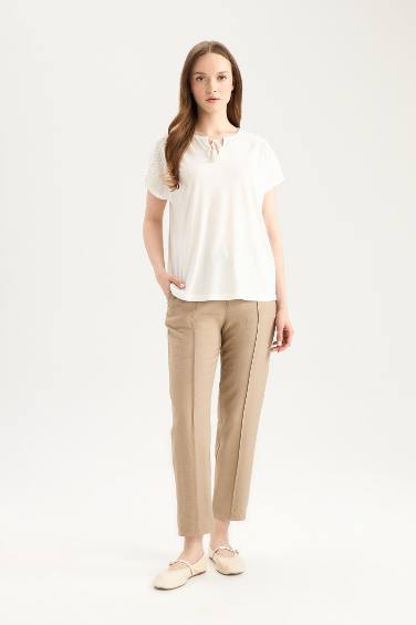 Lastikli Bel Bağcıklı Basic Düz Paça Jogger Pantolon