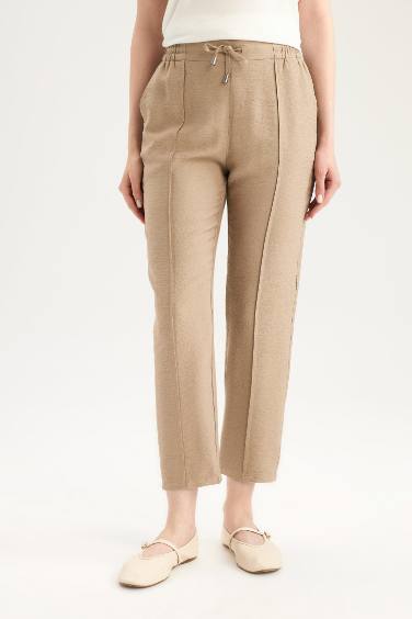 Lastikli Bel Bağcıklı Basic Düz Paça Jogger Pantolon