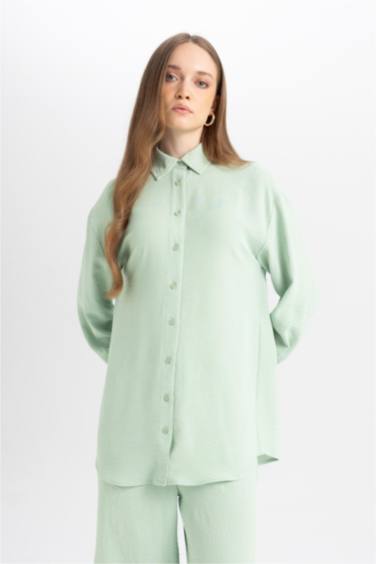 Regular Fit Shirt Collar Long Sleeve Tunic