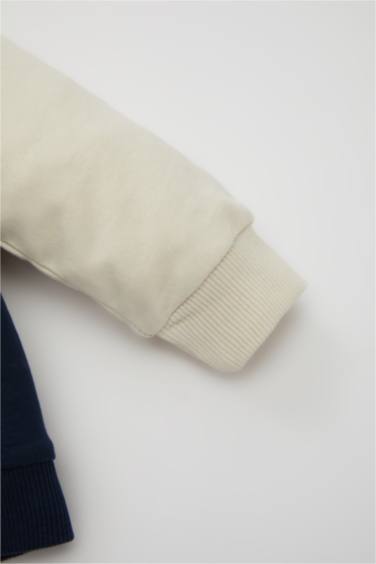 Erkek Bebek Bisiklet Yaka Baskılı Okul Sweatshirt