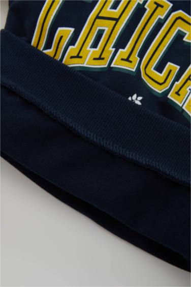 Erkek Bebek Bisiklet Yaka Baskılı Okul Sweatshirt