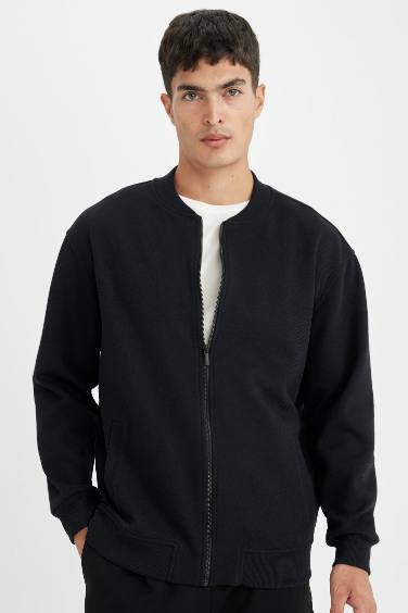 Relax Fit College Collar Bomber Jacket