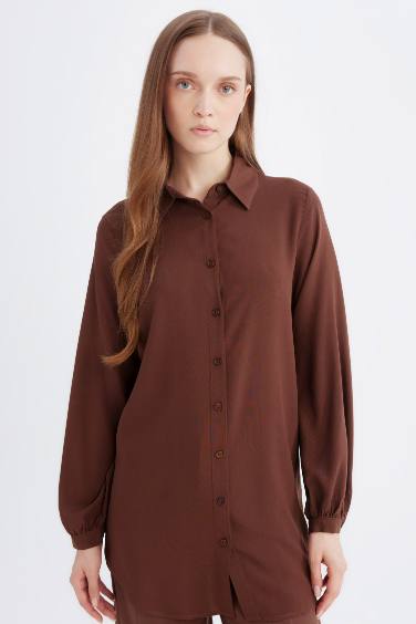 Regular Fit Basic Viscose Long Sleeve Shirt Tunic