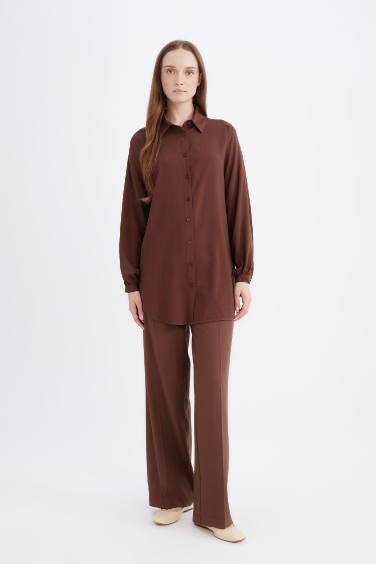 Regular Fit Basic Viscose Long Sleeve Shirt Tunic