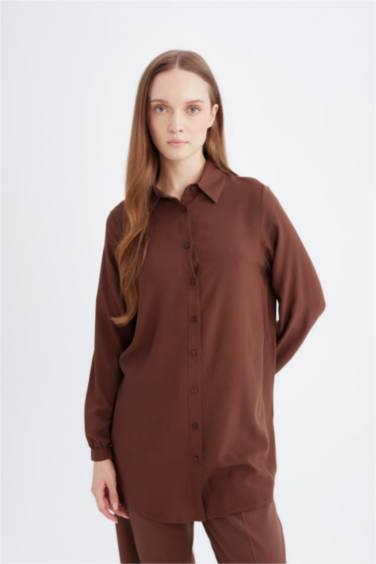 Regular Fit Basic Viscose Long Sleeve Shirt Tunic