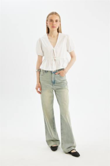 بلوزة نص ردن بوبلين قصة عادية