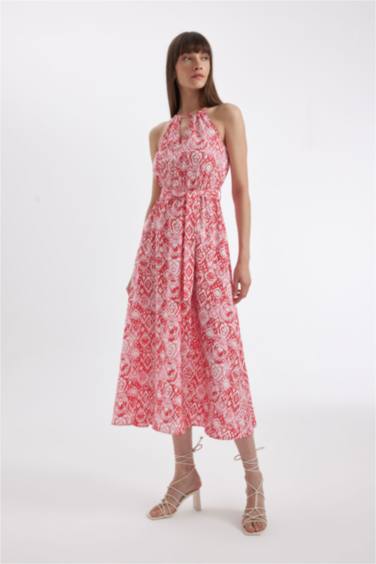 Halter Neck Printed Sleeveless Maxi Dress