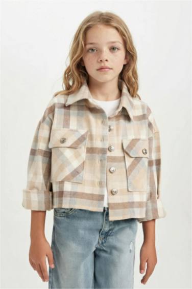 قميص كاروهات كروب بناتي كم طويل