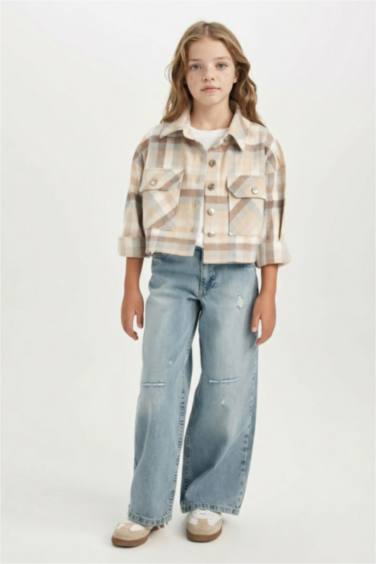 قميص كاروهات كروب بناتي كم طويل