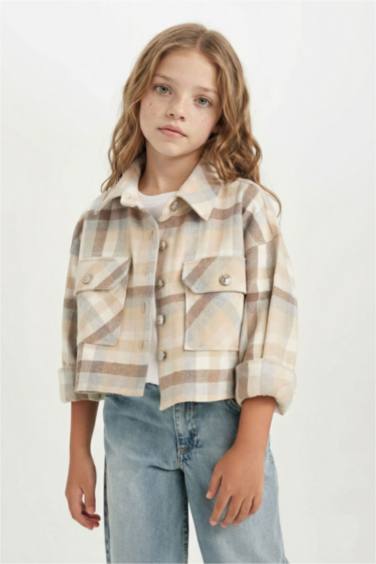 قميص كاروهات كروب بناتي كم طويل