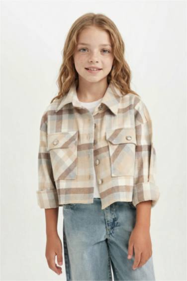 قميص كاروهات كروب بناتي كم طويل