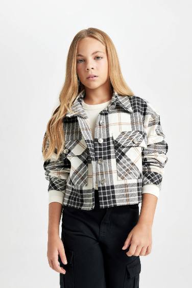 Girl Double Pocket Crop Jacket