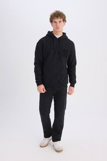 سويت شيرت قصة مريحة بغطاء للرأس