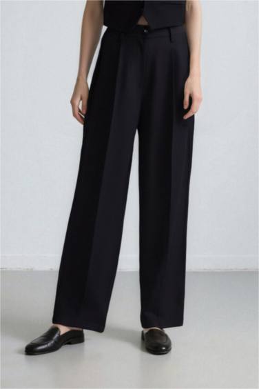 Pocketed High Waist Wide Leg Trousers
