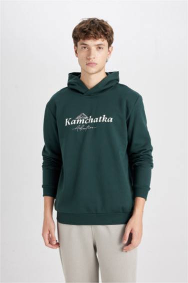 Regular Fit Kapüşonlu Baskılı Sweatshirt