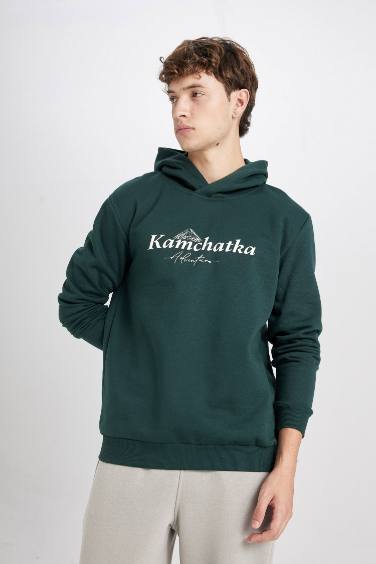 Regular Fit Kapüşonlu Baskılı Sweatshirt