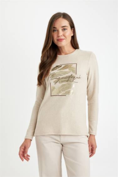 T-Shirt à Manches Longues et col rond décontracté pour Femme