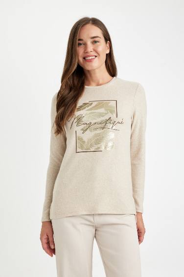 T-Shirt à Manches Longues et col rond décontracté pour Femme